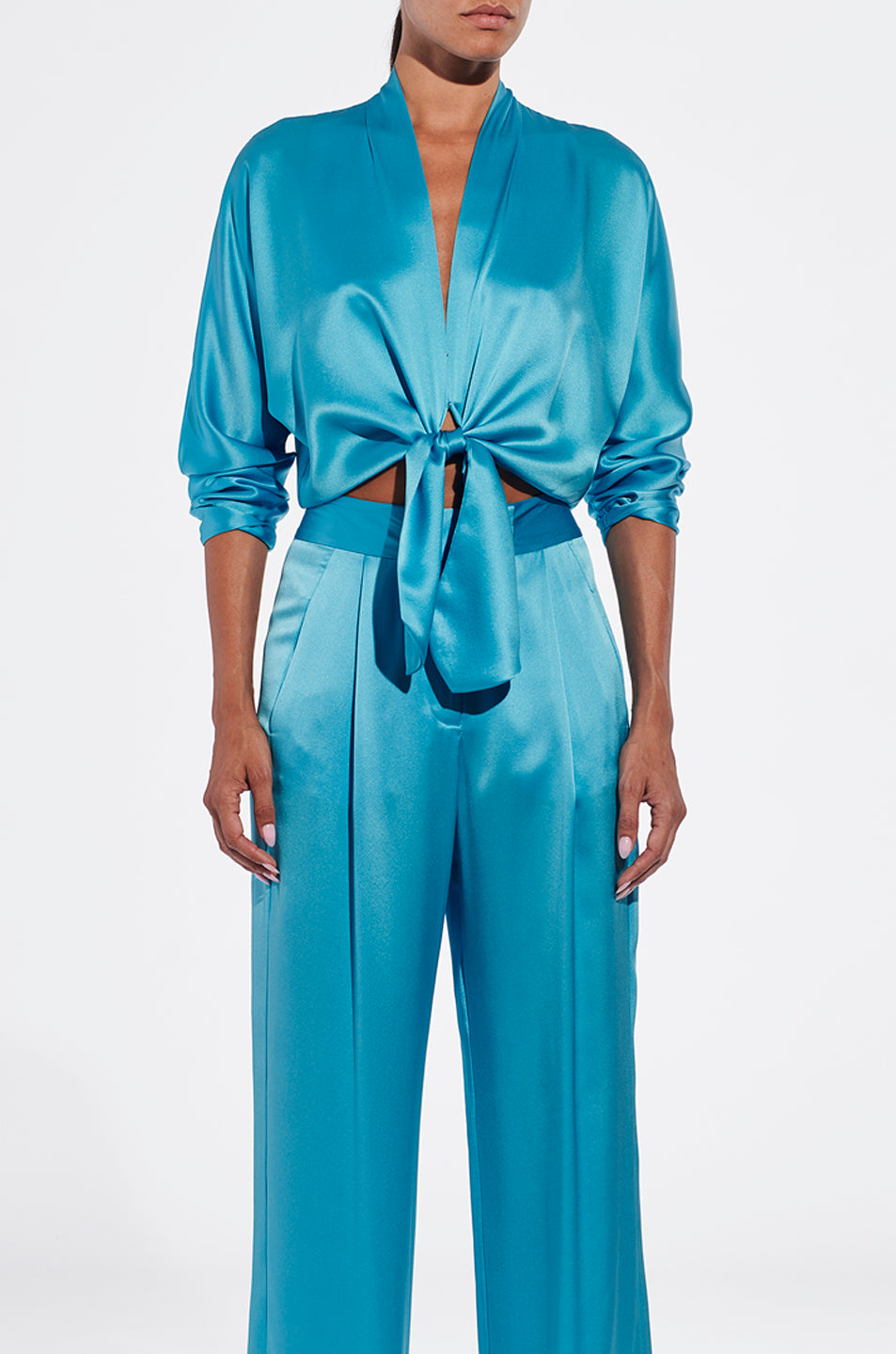 Long Sleeve Tie Front Blouse- FINAL SALE