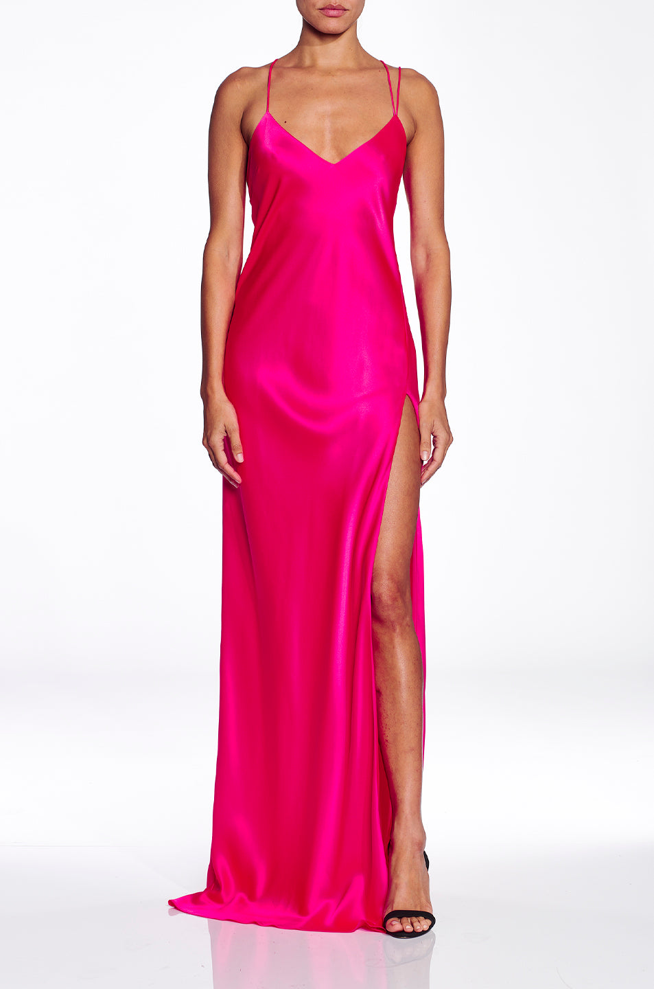 Strappy Bias Gown With Slit- FINAL SALE
