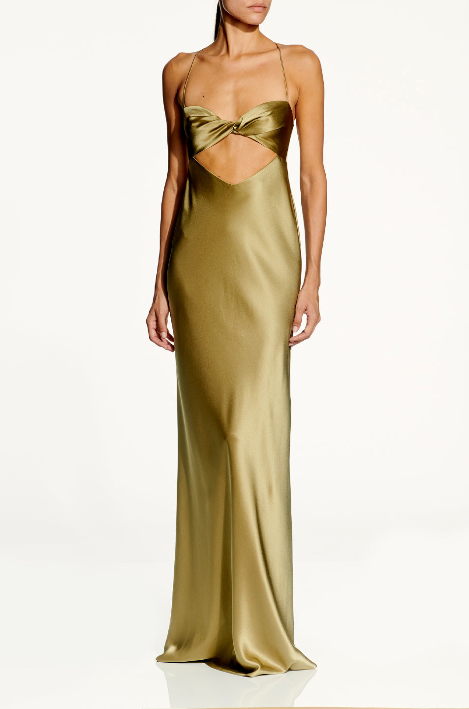 the sei cut out dress The Sei One Shoulder Cut Out Gown in Mint