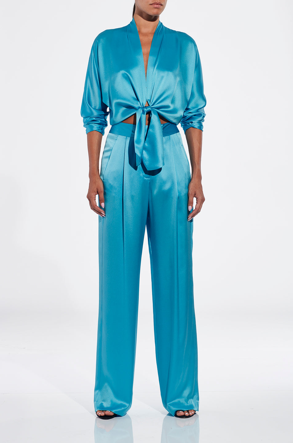 Long Sleeve Tie Front Blouse- FINAL SALE