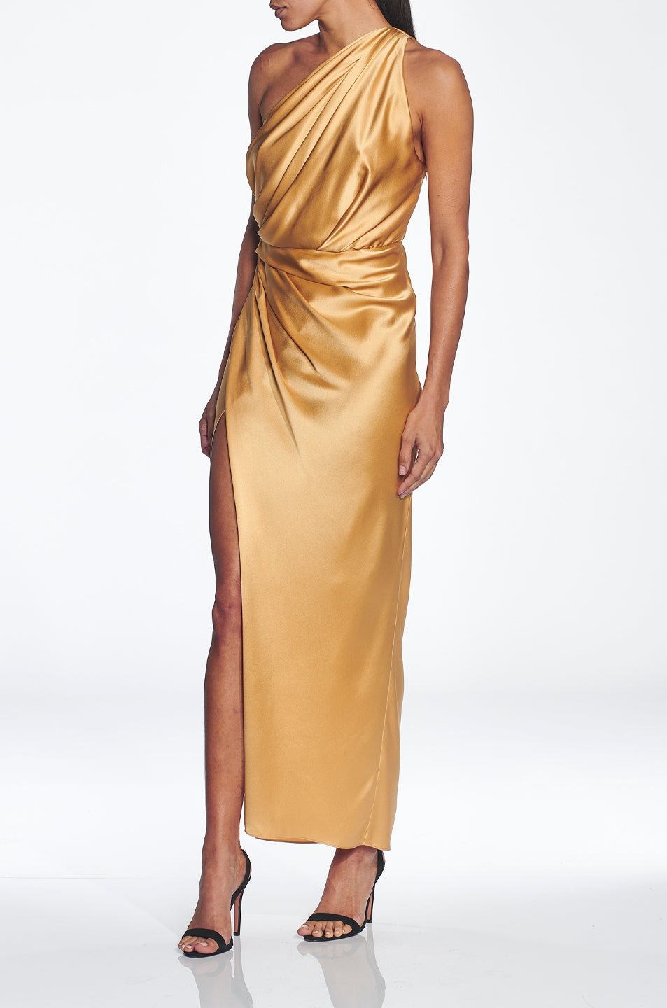 One Shoulder Asymmetrical Draped Dress