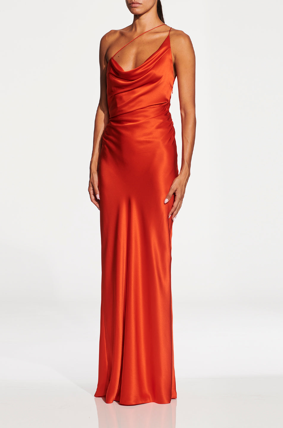 One Shoulder Cowl Gown