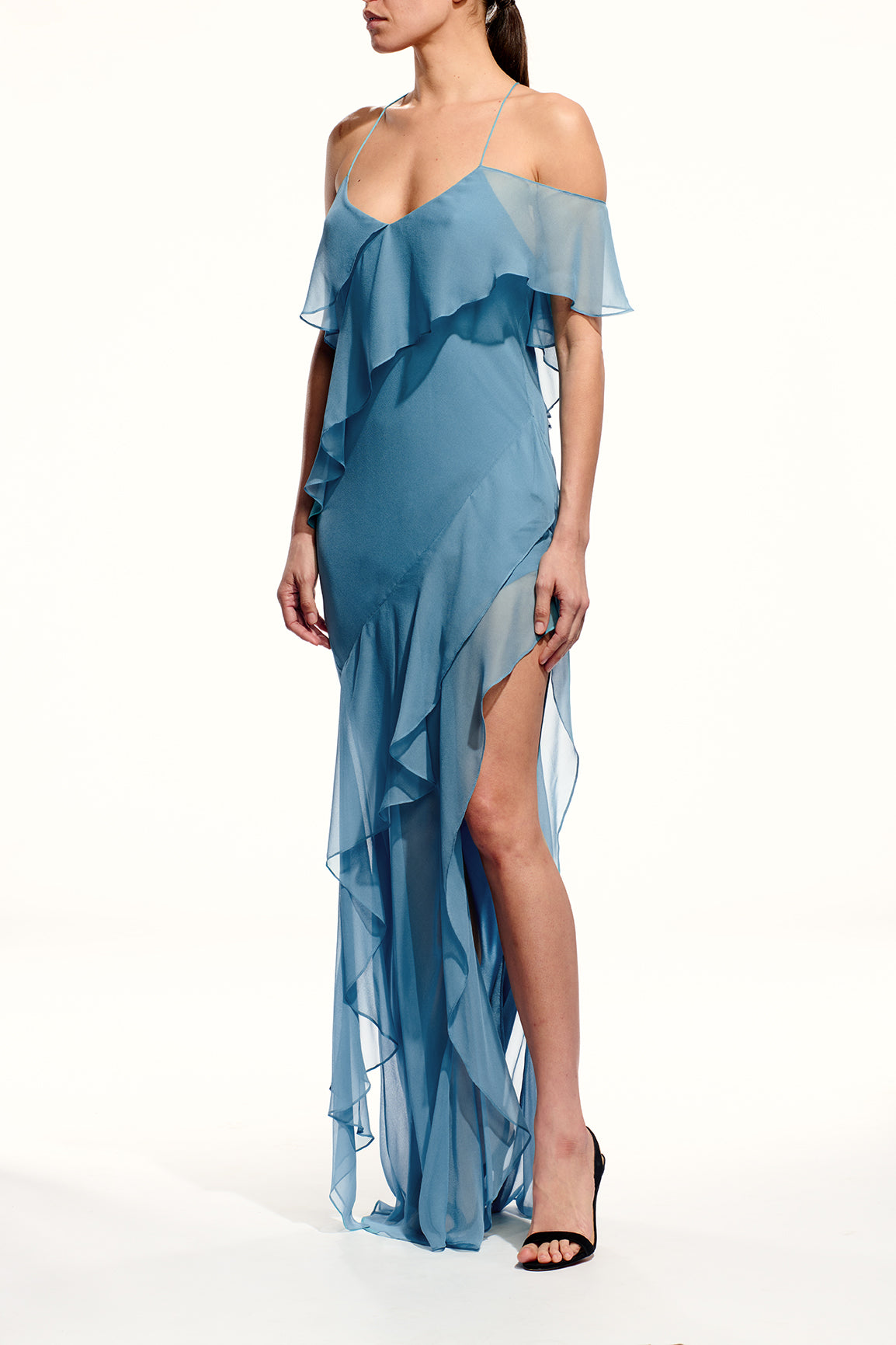 Ruffle Bias Gown