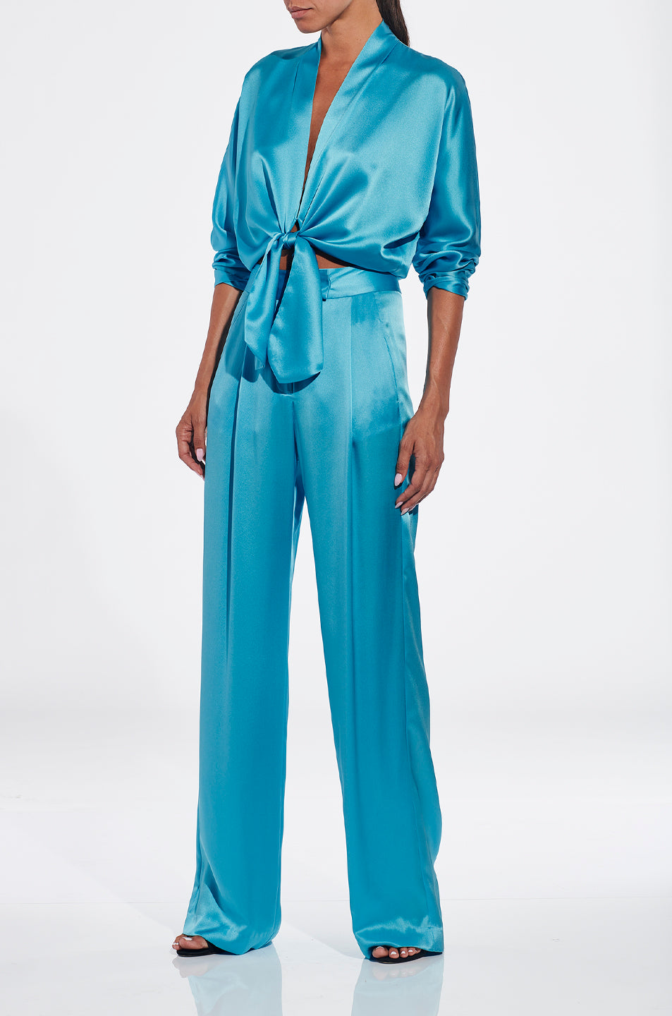 Long Sleeve Tie Front Blouse- FINAL SALE