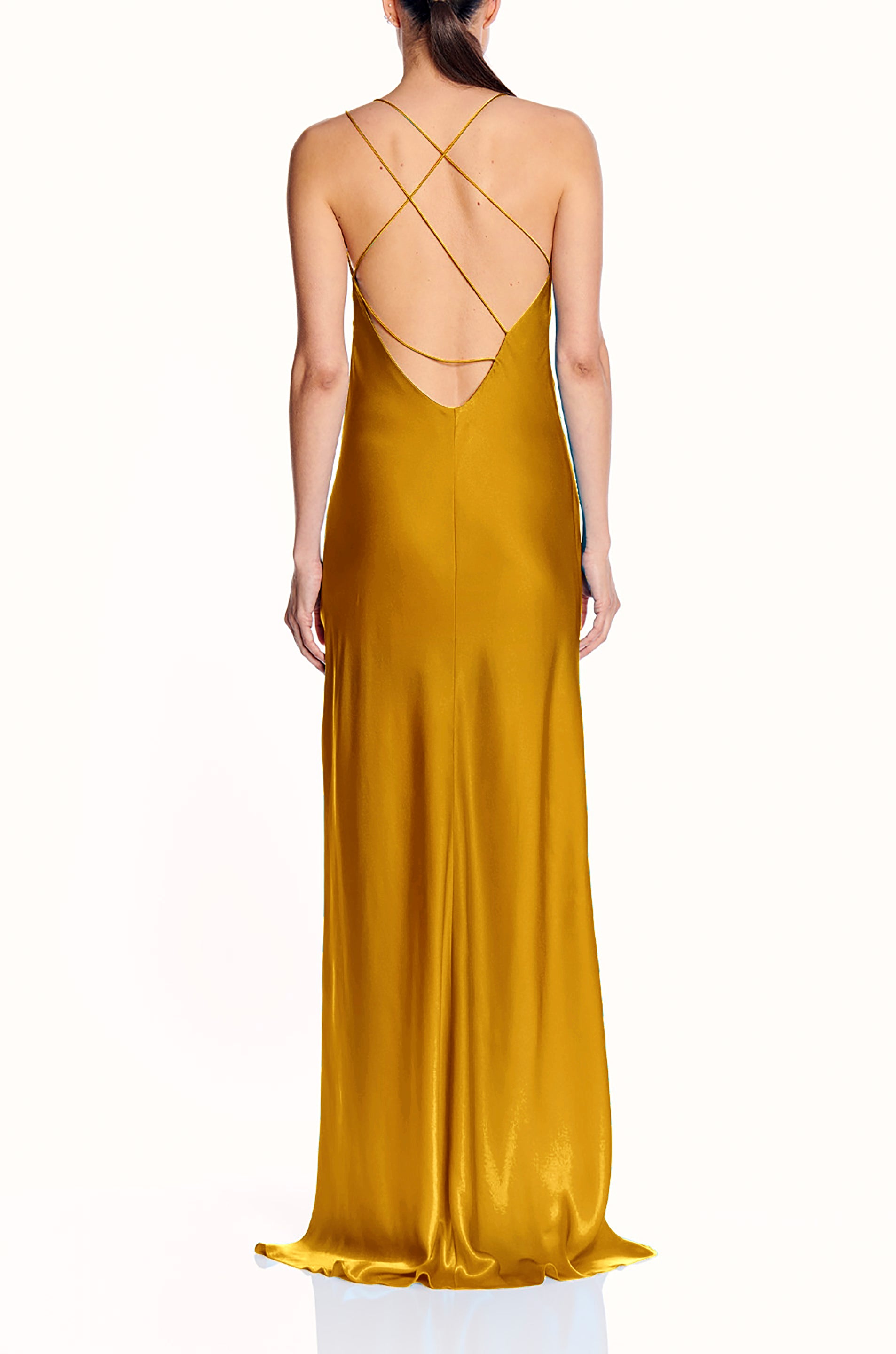 Strappy Bias Gown With Slit- FINAL SALE