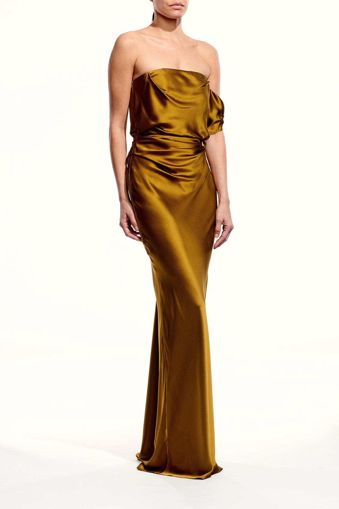 Strapless Gown With Arm Drape