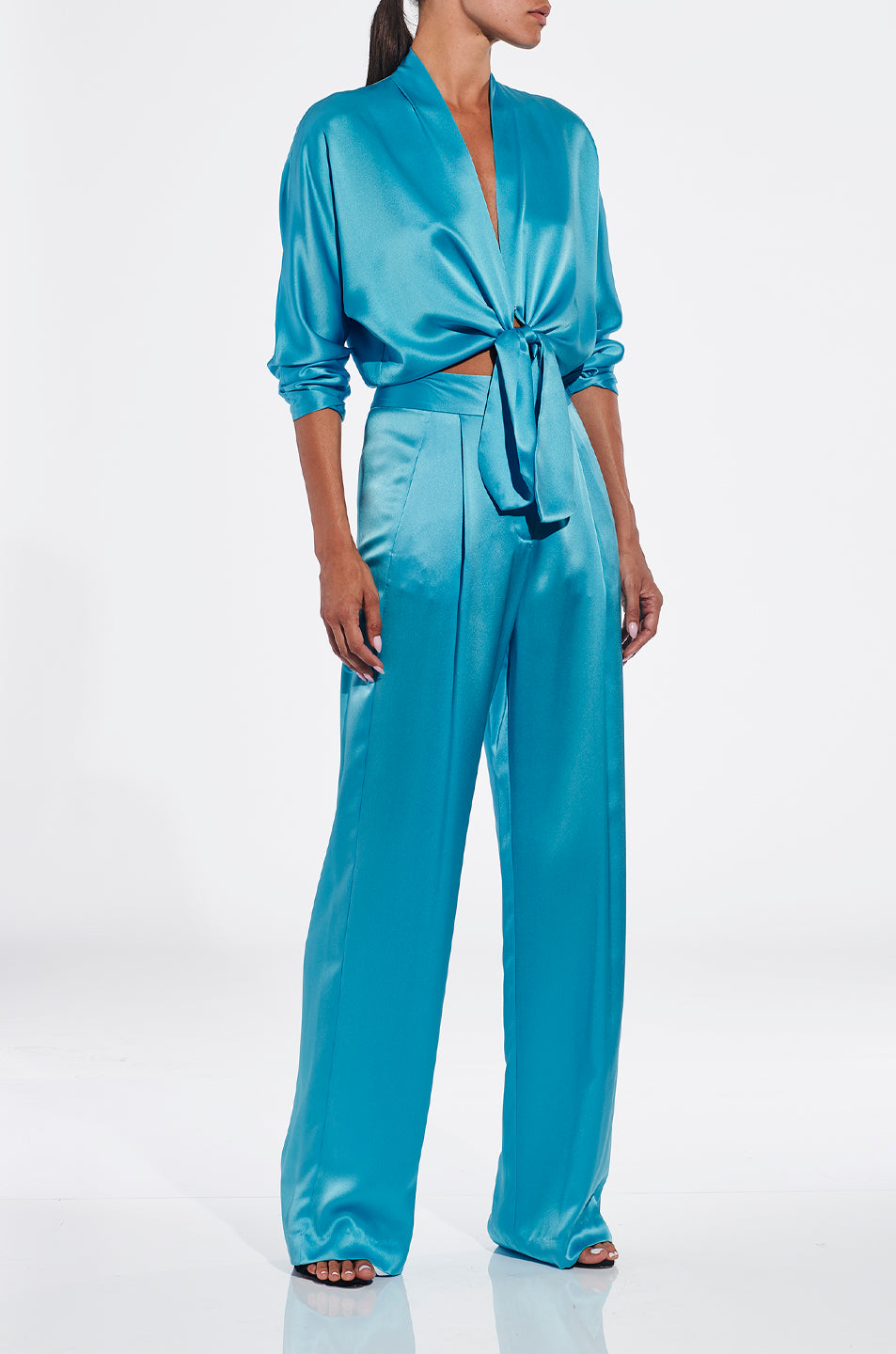 Long Sleeve Tie Front Blouse- FINAL SALE