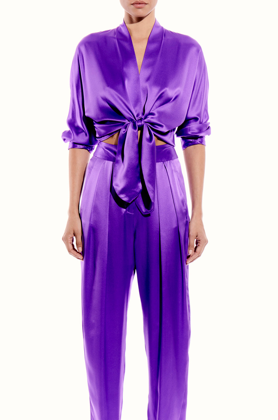 Long Sleeve Tie Front Blouse- FINAL SALE