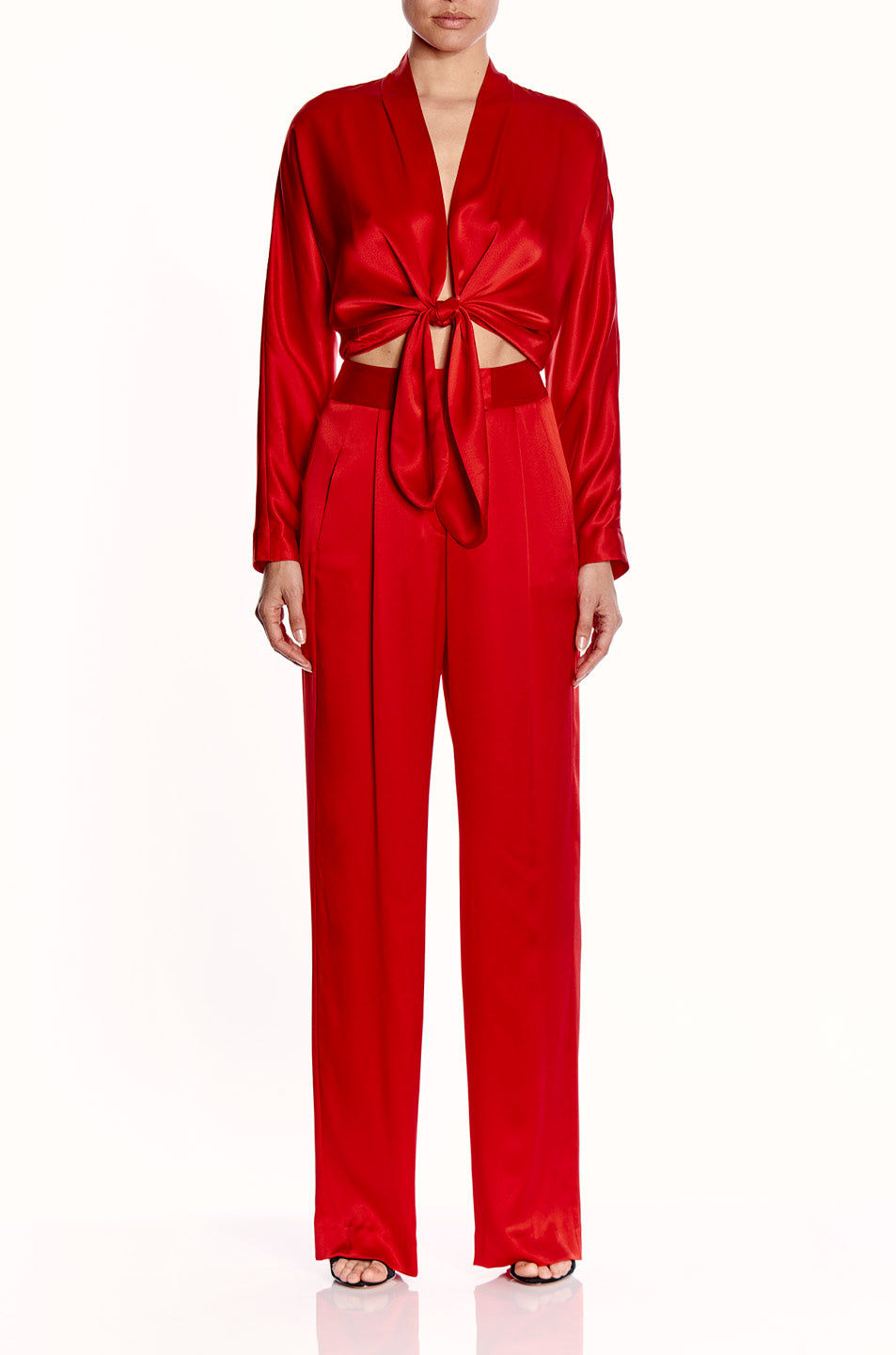 Long Sleeve Tie Front Blouse- FINAL SALE