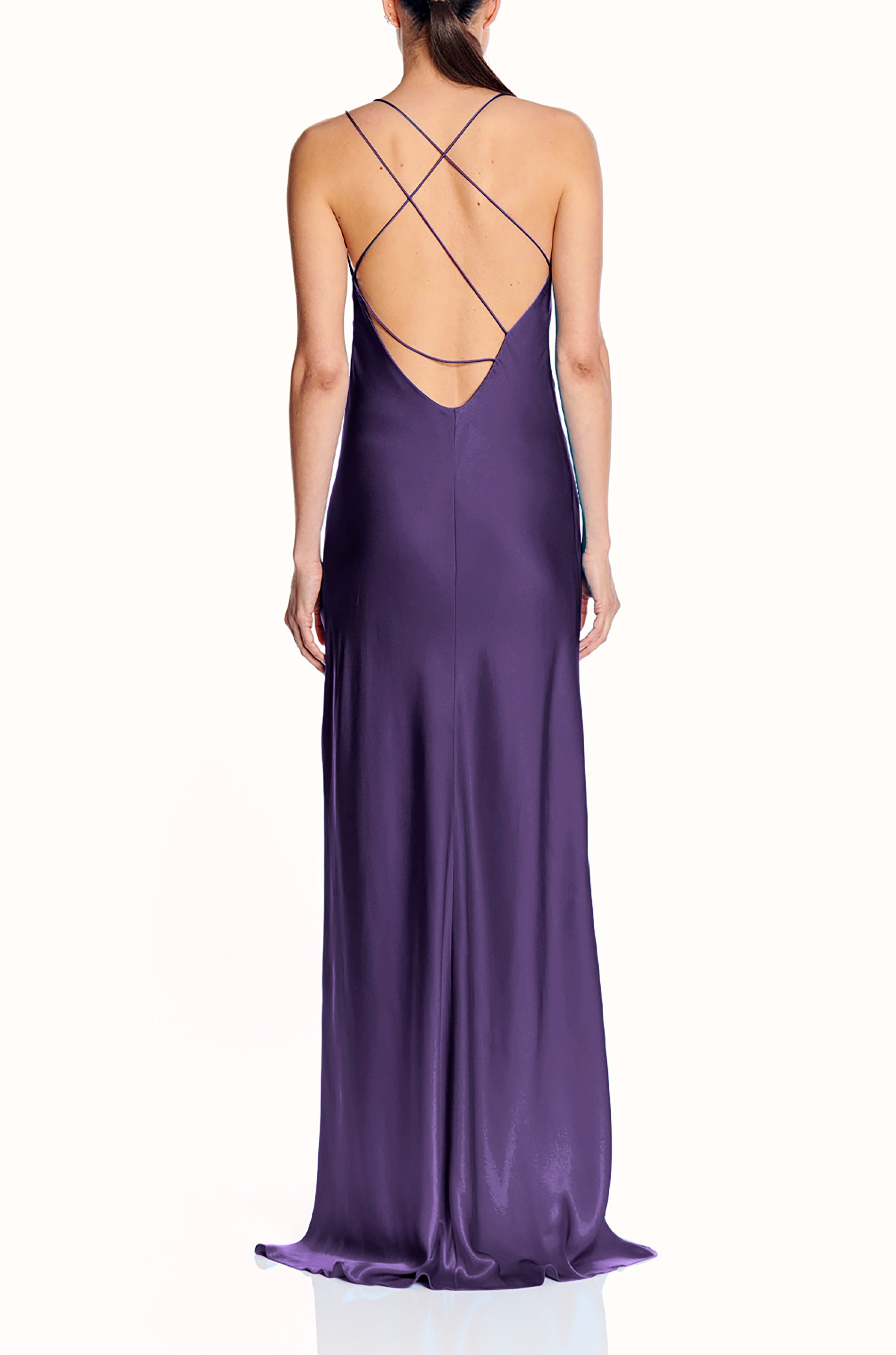 Strappy Bias Gown With Slit- FINAL SALE