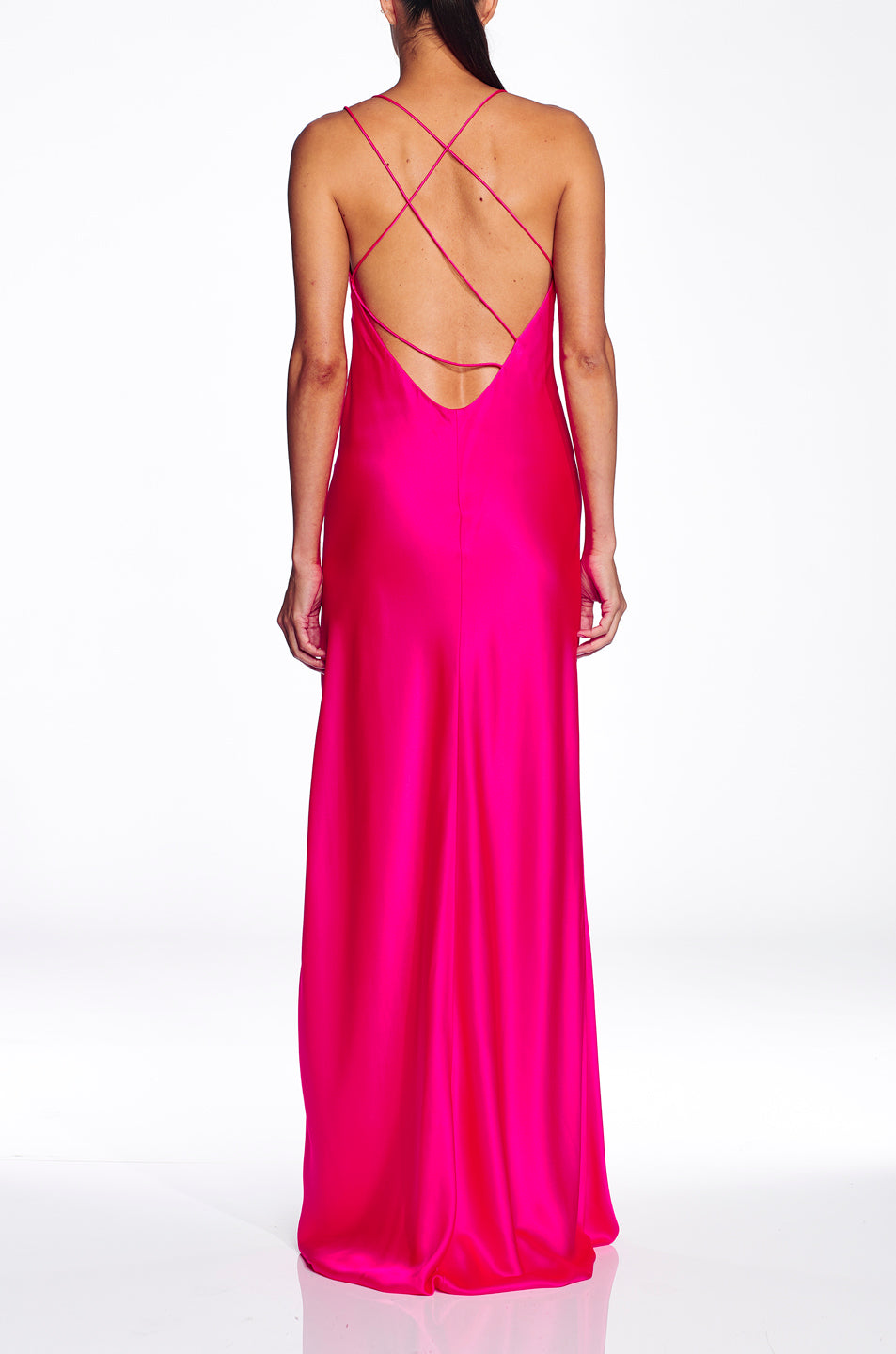 Strappy Bias Gown With Slit- FINAL SALE