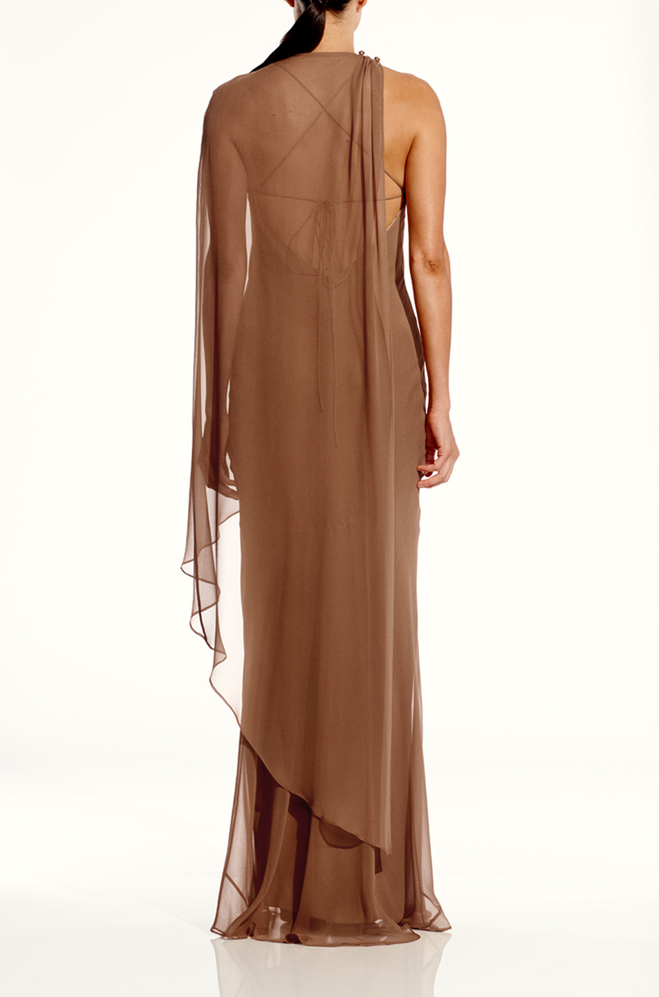 Cami Gown With Slit And Cape