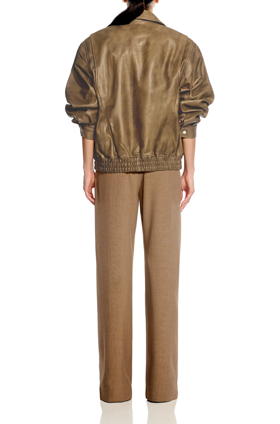 Back Flap Leather Bomber Jacket